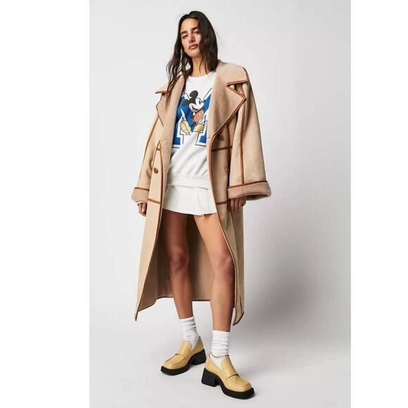 New Free People x Marei 1998 Sweet Pea Duster $835 Overcoat XS/S Faux Fur Lined - Picture 1 of 8